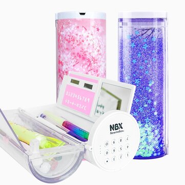 Newmebox Combination Lock Pen Box Multifunction Creative Large Capacity Stationery Box with Solar Calculator Cartoon Pencil Case